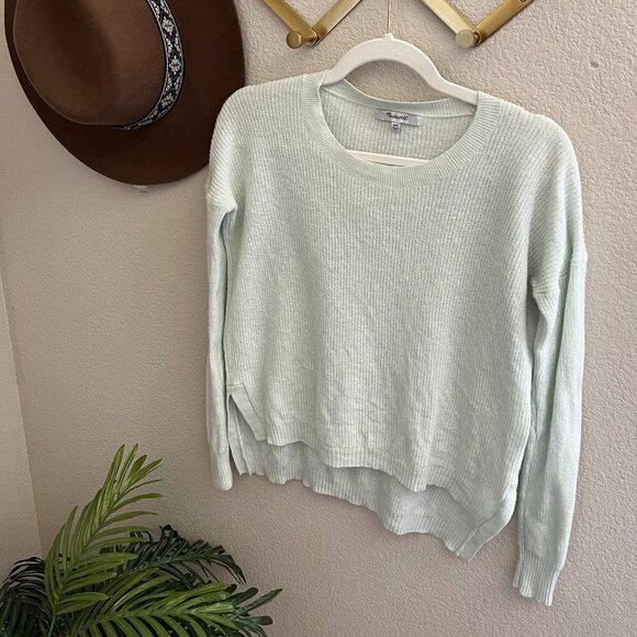 Madewell Mint Green Ribbed High Low Knit Merino Wool Alpaca Sweater Cozy - Picture 1 of 7